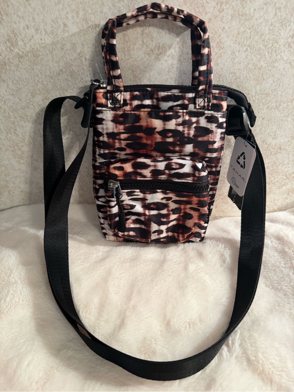 Tahari Leopard Print Crossbody Bag - Brown/Black NWT